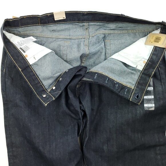 Levi's 501 Original Jeans Button Fly Dark Wash Denim 100% Cotton Men's 44x30 NWT - Picture 9 of 11